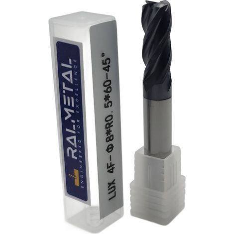 Fresa radial VHM Fi8 R0.5 x 60 mm - 45 HRC (1/4)