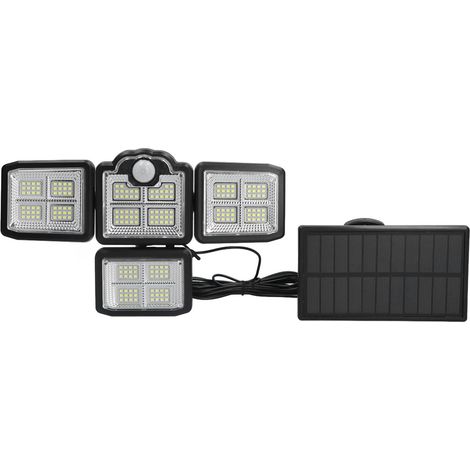 Lampes solaires d'extérieur étanches IP65, 198 LED, détecteur de mouvement, 4 têtes orientables (1/5)