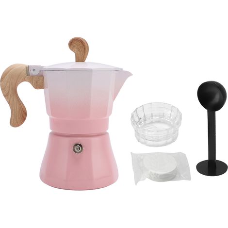 Cafetière Italienne Aluminium 150ml 3 Tasses Rose Dégradé avec Distributeur et Filtres Papier (1/5)