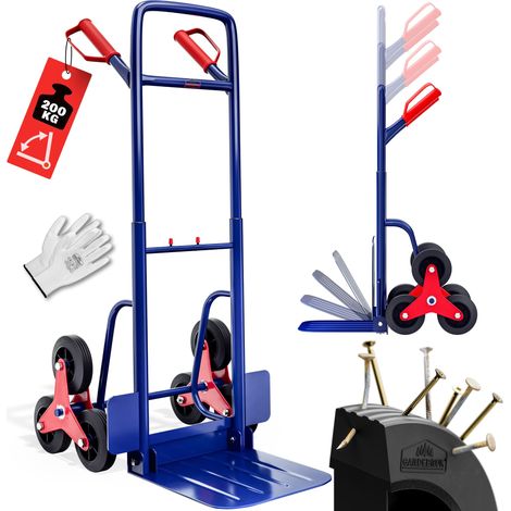 GARDEBRUK® Heavy Duty Hand Truck Portable Folding Stair Climbing Cart 200kg Load Capacity 6-Wheels 3-Level Height Adjustable Telescopic Handle Sack Climber Trolley All Terrain Warehouse Deliver (1/7)