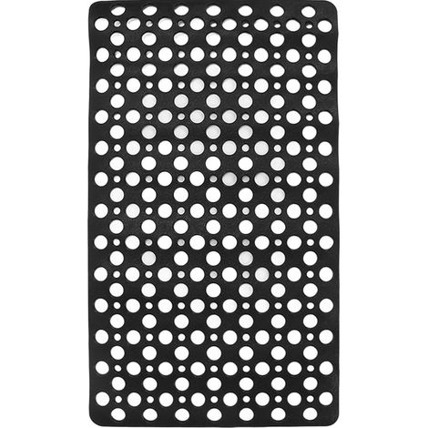 Tapis de bain antidérapant TPE noir avec évacuation d'eau, 29x16 pouces, pour douche, baignoire, salle de bain, spa et fitness (1/5)