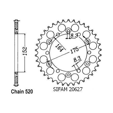 Couronne Acier TT Yamaha - 520 - 48 Dents - Similaire JTR853 - Made in Germany