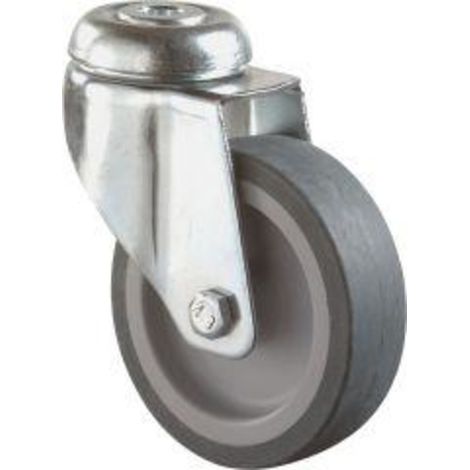 Roulette pivotante 100 mm LG.G2 acier bl galvanis'Š¢ roue en caoutchouc (1/3)