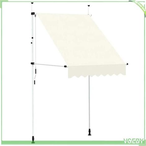 Auvent manuel rétractable - FAFEICY - 143693 - Crème - 150 cm - Projection 120 cm (1/5)