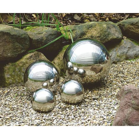 Dekokugel Edelstahl glänzend - 15 cm - Deko Gartenkugel Schwimmkugel Teichkugel silber poliert für Außen und Innen