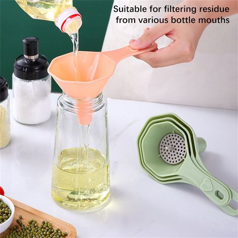 Entonnoir Cuisine - Ensemble Multifonctionnel 4 Pièces en Plastique Alimentaire - Filtre Détachable - Pour Huile Liquides et Emballage - 3 Tailles (1/5)