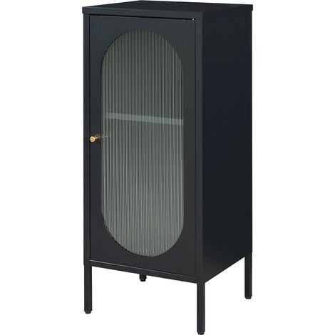 Mobiletto/scaffale in acciaio e vetro con frontale in vetro 102 x 43 x 40 cm nero opaco 030008928
