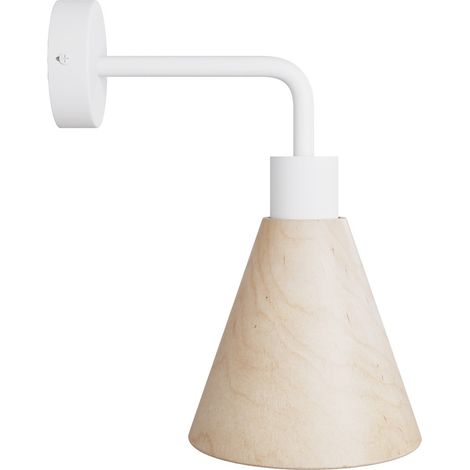 Lampe Fermaluce avec abat-jour conique en bois et extension incurvée (1/3)