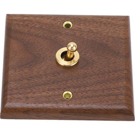 Wand-Wippschalter – Vintage-Walnuss – Walnuss & schwarzes Messing – 86 x 88 mm – Für den Innenbereich (1/5)