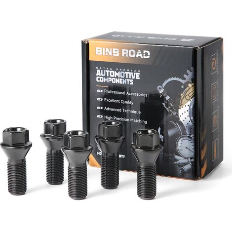 Lot de 5 écrous de boulon de roue M14 x 1,25 compatibles avec 328ix 428i 528i 535i 640i 740i X1 X2X3 X4 X5 X6 (1/5)