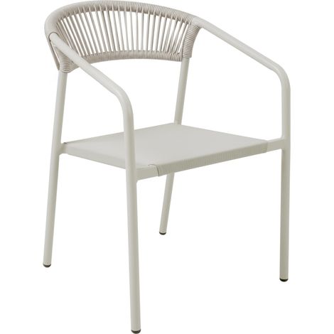 Chaise de jardin aluminium et rotin synthétique avec accoudoirs beige (1/5)