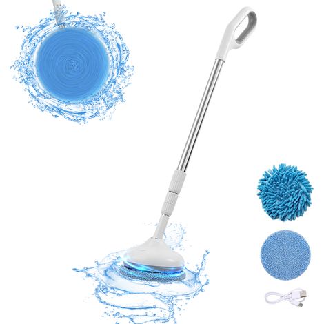 Nettoyeur électrique à essorage rechargeable et portable avec têtes de brosse remplaçables, sans fil, avec manche extensible réglable pour fenêtres, salle de bain, cuisine, voiture, carrelage, murs et (1/2)