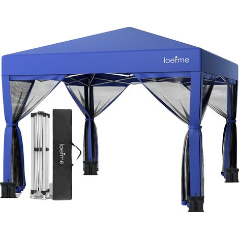 Gazebo, Design Pop-up, Murs en Maille, Bleu avec 4 murs, 3m x 3m (1/2)