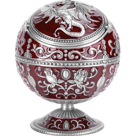 Cendrier Vintage Antique en Forme de Globe avec Dragon et Couvercle Anti-Vent - Décoration Maison (1/5)