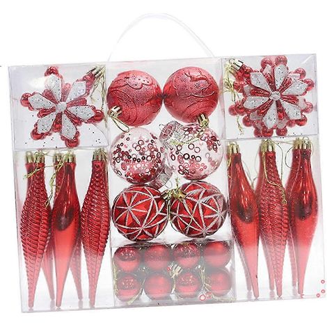 40 boules de Noël décoratives à suspendre au sapin pour les fêtes de fin d'année dans le jardin-Red (1/5)