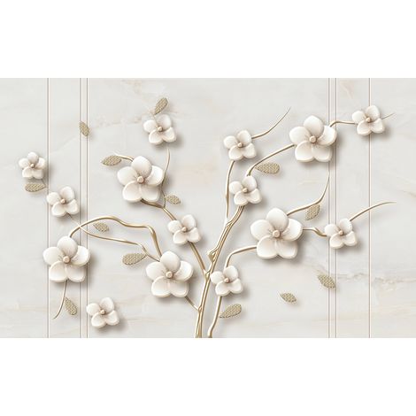Papier peint panoramique - Fleurs 3D - 130 cm x 81 cm (1/2)