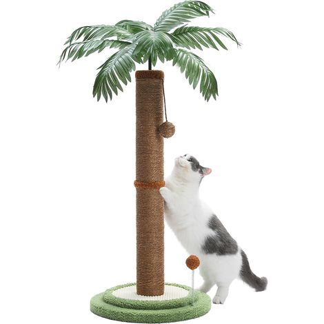 Coconut Trees Cat Scraping Posts, 85 cm de Hauteur, griffoir pour Chats d'intérieur avec Boules interactives, Marron (1/5)