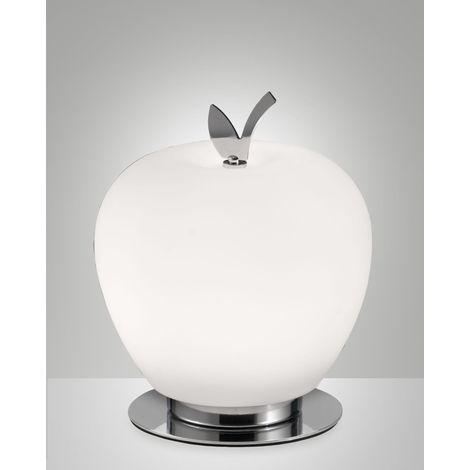 Lampe de table Wendy, LED intégrée 8 W, blanc 3000 K et chrome, variateur tactile, verre soufflé - Design moderne