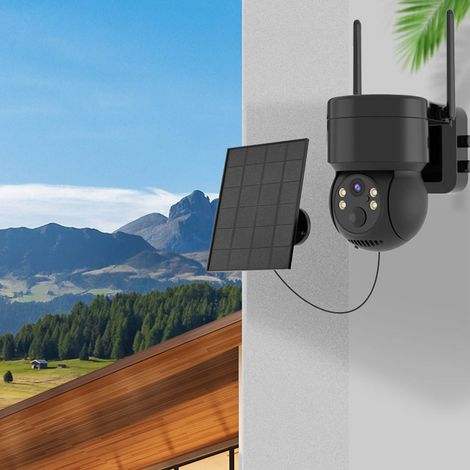 Caméra de surveillance solaire, moniteur extérieur haute définition à vision nocturne, surveillance solaire sans fil Wi-Fi alimentée par batterie. (1/5)