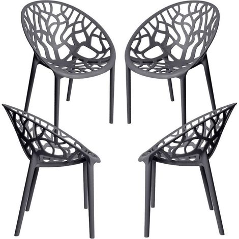 Packs Sillas Jardín - Pack 4 Sillas Nido - Gris oscuro