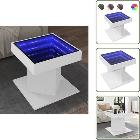 LED-Couchtisch Weiß 50x50x45 cm Holzwerkstoff - Couchtisch - Couchtische - Beistelltisch - Sofatisch (1/5)