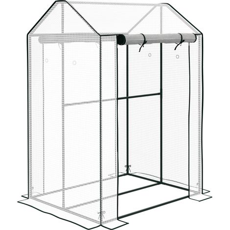 Mini Serre de Balcon 2 Zones 100x80x150 cm - Bâche PE Renforcée Anti-UV (85% Lumière) - Double Porte - Structure Acier