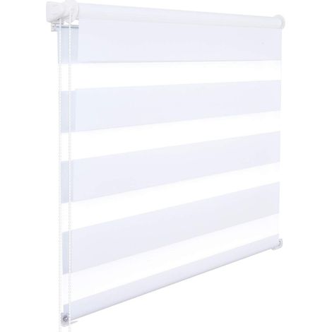 WOLTU Doppelrollo Klemmfix ohne Bohren, Duo Rollo Zebrarollo Fensterrollo Klemmrollo Seitenzugrollo Easyfix lichtdurchlässig & verdunkelnd Rollos für Fenster und Tür,Weiß 75x150cm (BxH) (1/5)