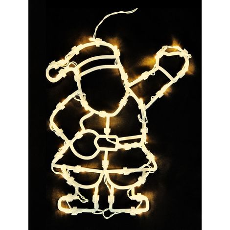 LED Fensterbild mit Dual Timer - Nikolaus - Fenster Deko Weihnachtsmann Silhouette warm weiß beleuchtet