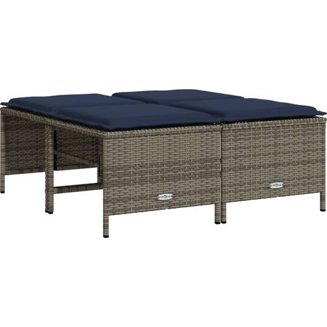 Maison Exclusive - Sgabelli da giardino con Cuscini 4 pz in Polyrattan Grigio (1/5)