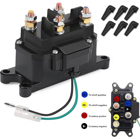 Relais de treuil 12 V 250 A compatible avec les camions, VTT, UTV, bateaux, 4x4, treuils de 1360 à 2268 kg (3000 à 5000 lb) avec 6 protections - Pièce de rechange compatible avec les références 63070, (1/5)