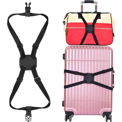 Pair Sangle de Bagage, Ceinture de Bagage de Sangle de Valise Réglable Elasticité Elevée Tendeurs Elastiques avec Boucles, Ultra Long (1/5)