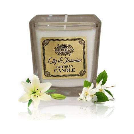 Bougie en pot de soja - Lys et jasmin- Vendu par 1 (1/4)