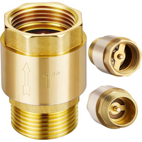 Clapet Anti Retour 1 pouce en Laiton, Filetage Mâle Vers Femelle Clapets de non-retour 1 pouce AG à IG étanche pour Pompe, Jardin, Machine à Laver, Tonneau, Conduite d’eau, Chauffe-eau (1/5)