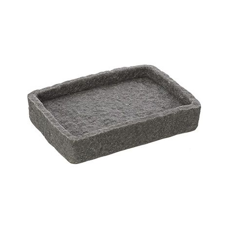 Porta sapone bagno in poliresina grigio sabbia effetto pietra Linea Sabbia Feridras