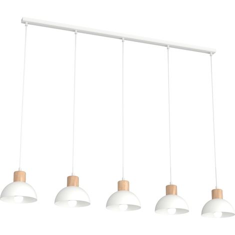 Suspension scandinave blanche bois 5xE27 Emibig Seco (1/5)