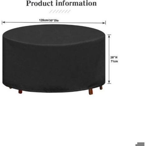 Housse Imperméable - Tissu Oxford 210D - Pour Table Ronde De Jardin - Diamètre 128 Cm Hauteur 71 Cm - 1 Pièce (1/5)