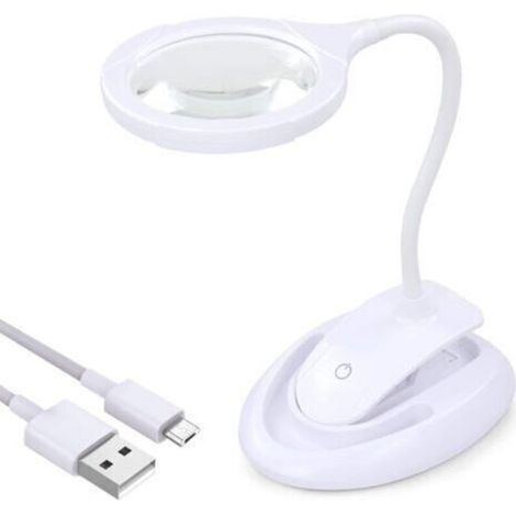 Loupe avec lumière, lampe grossissante 5X 10X avec support et pince, lampe grossissante de bureau rechargeable et à luminosité réglable pour la lecture de près Hobby Crafts Workbench Sewing-RAPANDA (1/5)