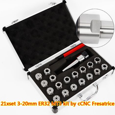 21x Spannzangensatz Set mit Aufbewahrungsbox MK3 Schaft ER32 Spannzange ER32 DE