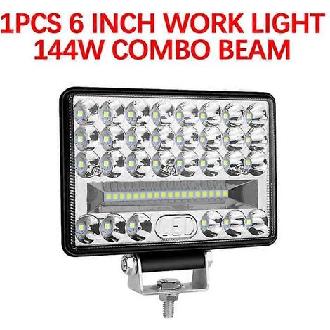 Barre lumineuse de travail LED étanche 12-24 V, projecteur carré 48 W, phare de travail pour camions, éclairage de conduite de nuit tout-terrain pour SUV, 48 LED, 1 pièce (1/5)