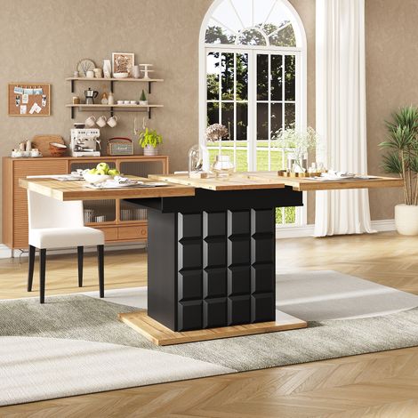 MEUBLIV Mesa extensible 110-140 x 80 cm negro y natural - 4 a 6 personas (1/5)