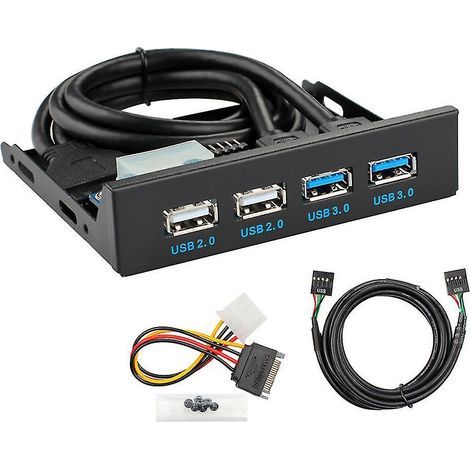 4-Port 3,5-Zoll 9-Pin/19-Pin Hub zu USB 3.0/2.0 Diskettenlaufwerksschacht für Desktop-PCs. (1/4)