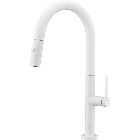 Grifo de cocina monomando de caño alto fabricado en latón blanco mate Samoa de Imex (1/5)