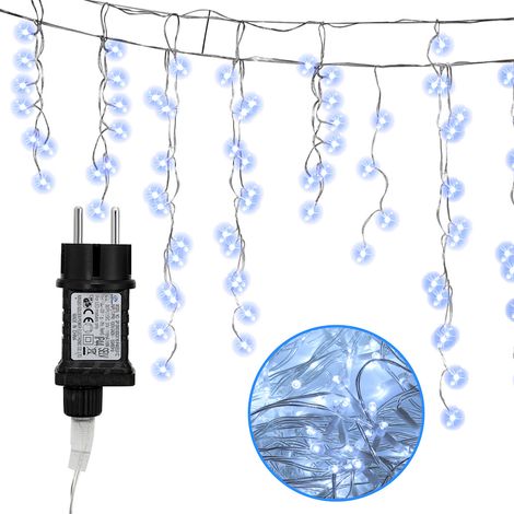 Wolketon Guirlande lumineuse Rideau Rideau Lumineux LED pour Mariage Décoration de Fête de Noël 10M 200LEDs Blanc froid