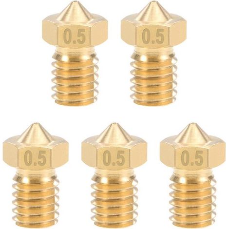 3D-Drucker-Ersatzteile – 3D-Druckerdüsen – 5-teiliges Set Messingdüsen 0,5 mm, geeignet für 1,75-mm-Filament und E3D V5-V6