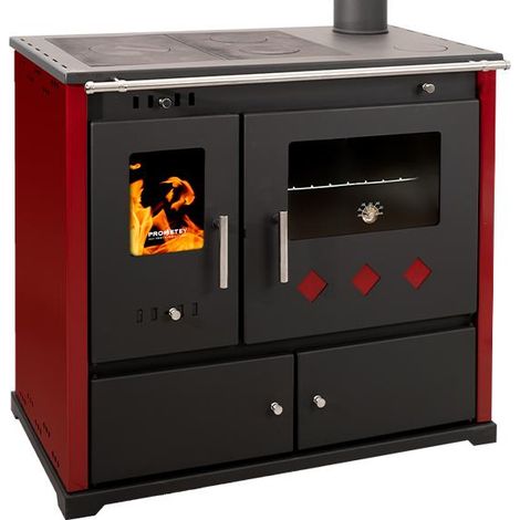Cucina a Legna con Forno Prometey Pr. Lux Eco 9.4 kW Ghisa – Bordeaux Destra (1/5)