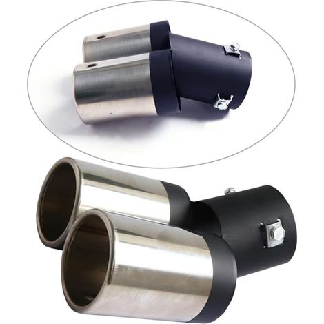 Tuyau d'échappement double pour voiture, silencieux, tuyau d'échappement modifié, tuyau d'échappement modifié, argent (1/2)