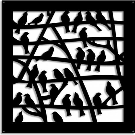 FIORI-UCCELLINI - Pannello Quadro PVC traforato - PARASOLE - Misura: 98x98 cm - Colore: nero
