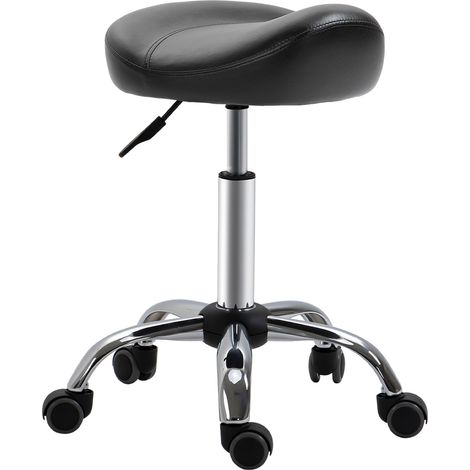 Höhenverstellbarer Loungehocker, Sattelsitz aus Kunstleder, Maße 48 x 48 x 54–69 cm, schwarz