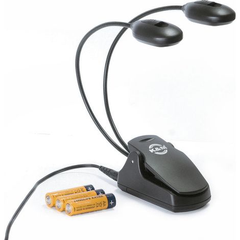 König and Meyer 12270-000-55 Lampada Leggio Doppia con 2 Bracci LED Alimentazione a Batteria o Alimentatore Esterno colore Nero