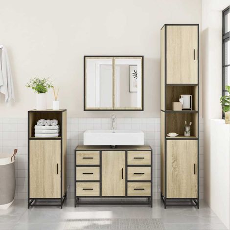 Waschbeckenunterschrank Sonoma-Eiche 80x33x60 cm Holzwerkstoff